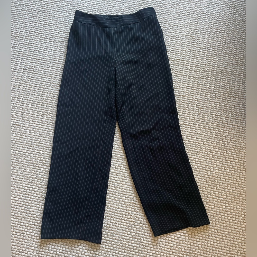 Giorgio Armani Black Pinstripe Straight Leg Pants